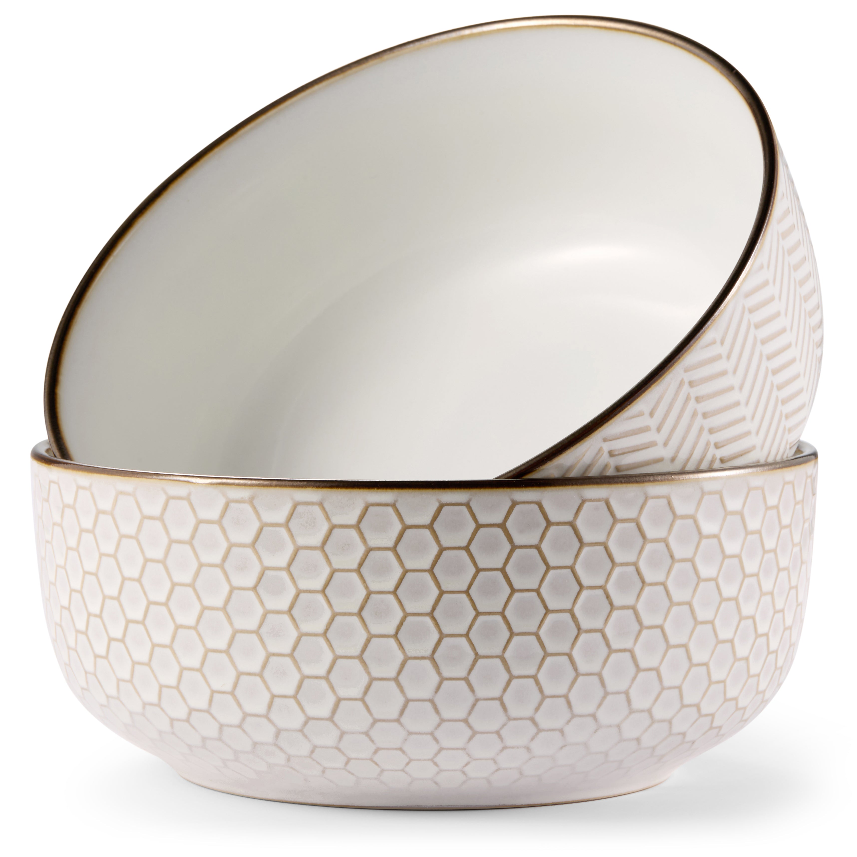 kook-narbonne-salad-bowls-set-of-2-cream-stoneware-with-copper-accents image 1