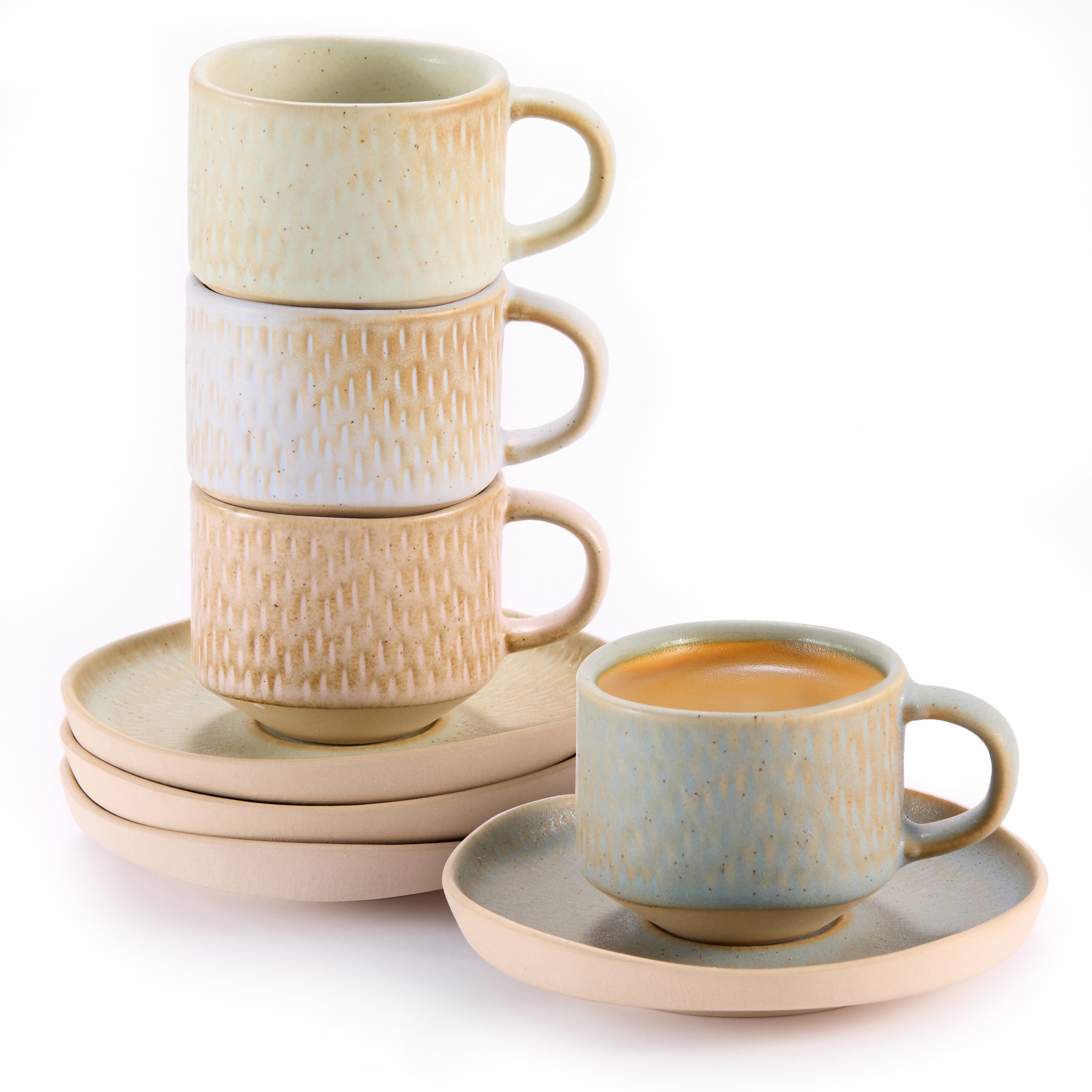 kook-espresso-mug-and-saucer-set-set-of-4-neutral-multicolor-2-7-oz-5-5-oz image 2