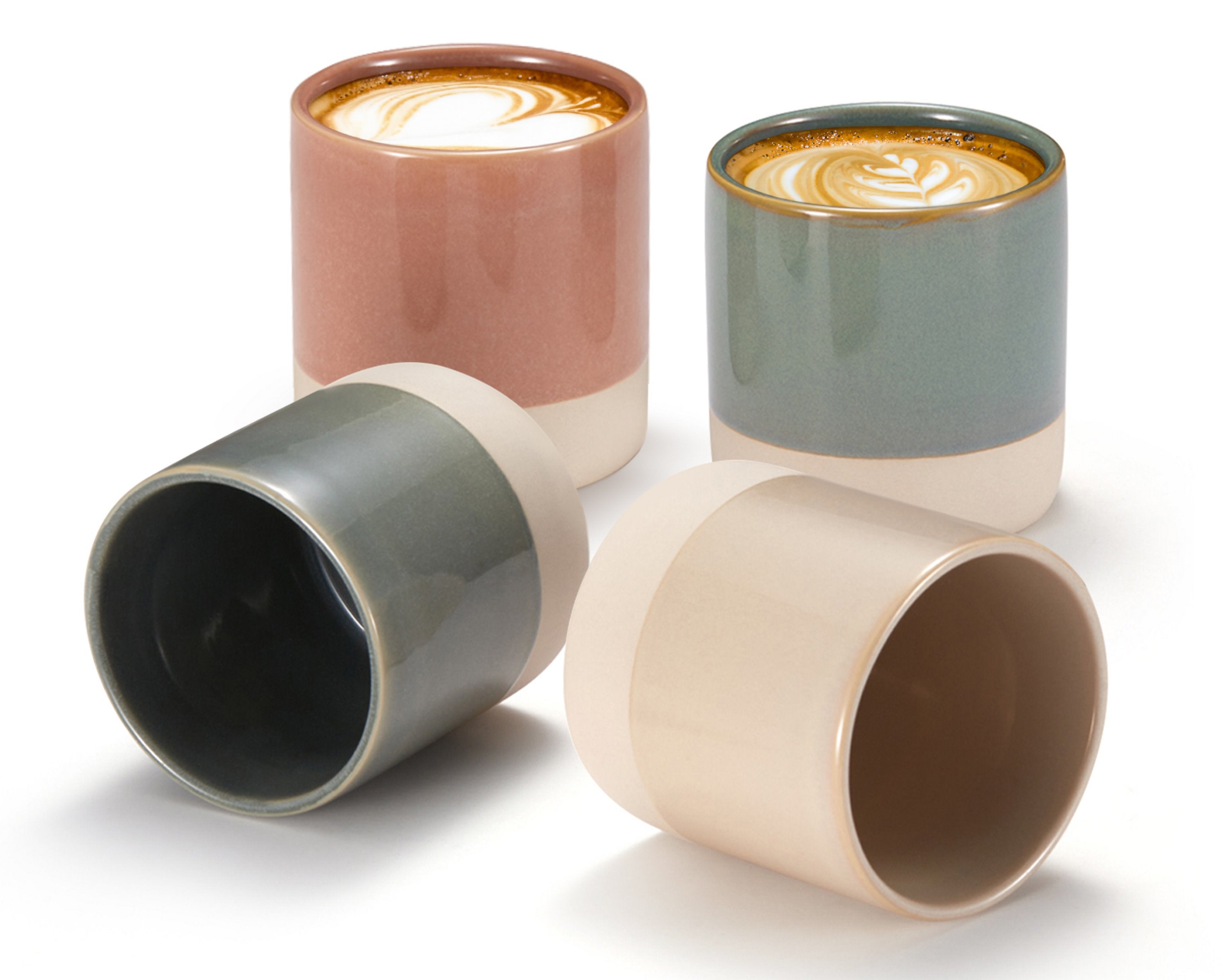 kook-ceramic-latte-cups-10-5-oz-set-of-4-multicolor-artisanal-glaze image 1