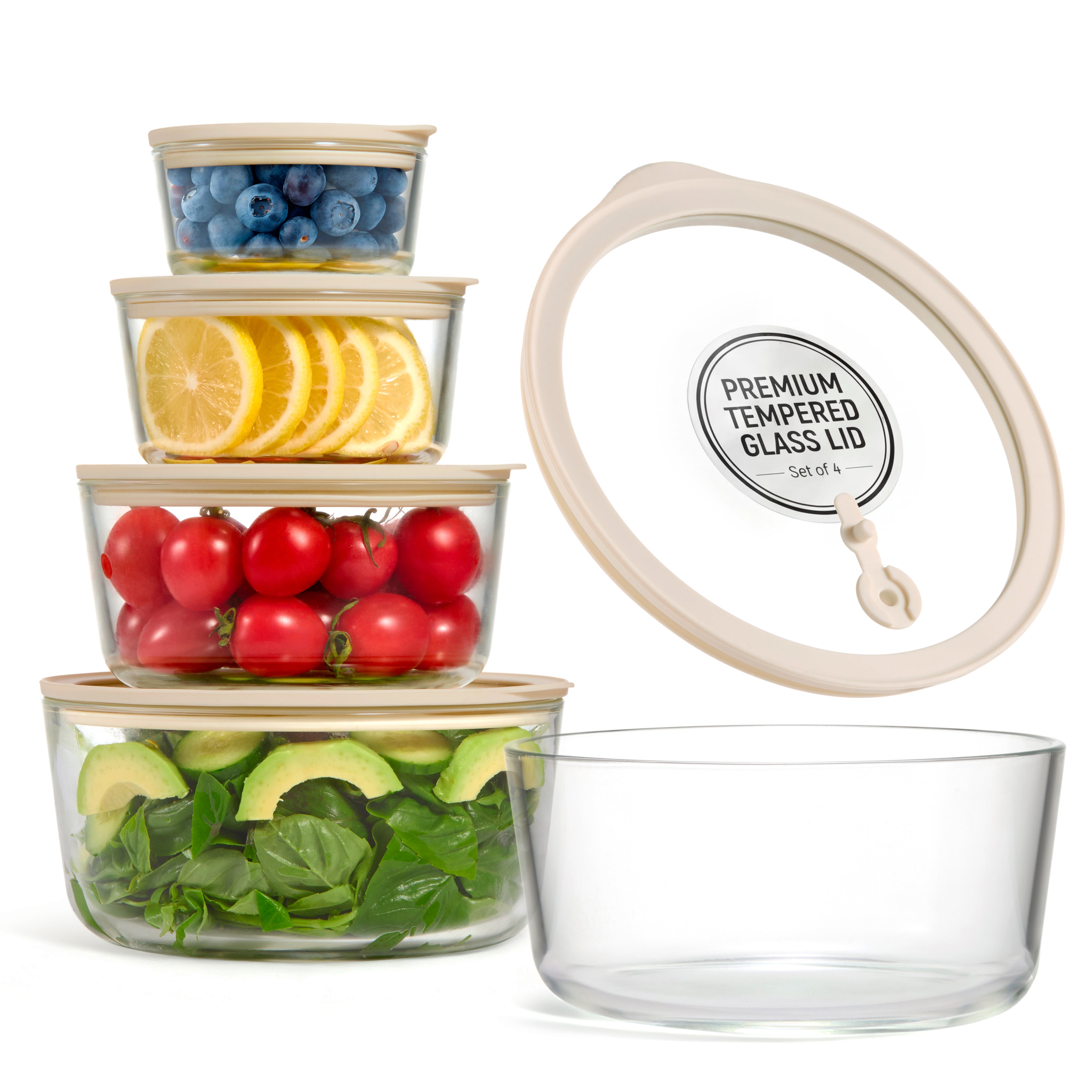 kook-glass-nesting-bowl-set-with-lids-4-piece-clear-sand-7-50-oz image 1