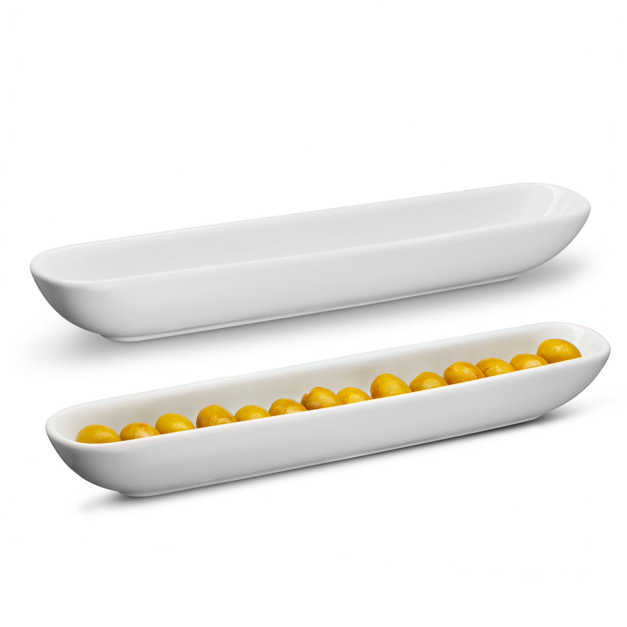 kook-porcelain-olive-tray-set-of-2-glossy-white-serving-dishes image 1
