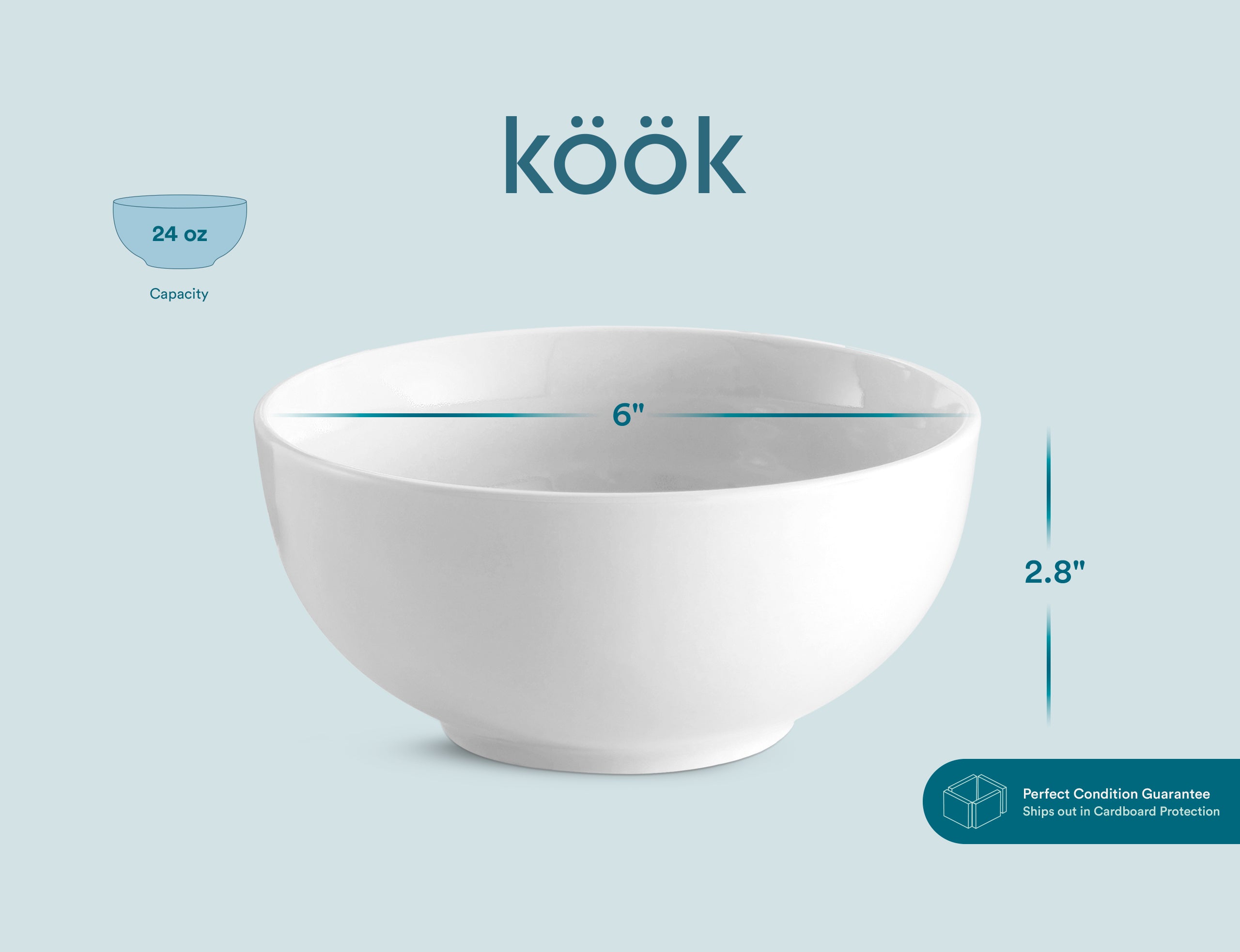 kook-20-oz-ceramic-cereal-bowls-set-of-6-snow-white-deep-durable image 6