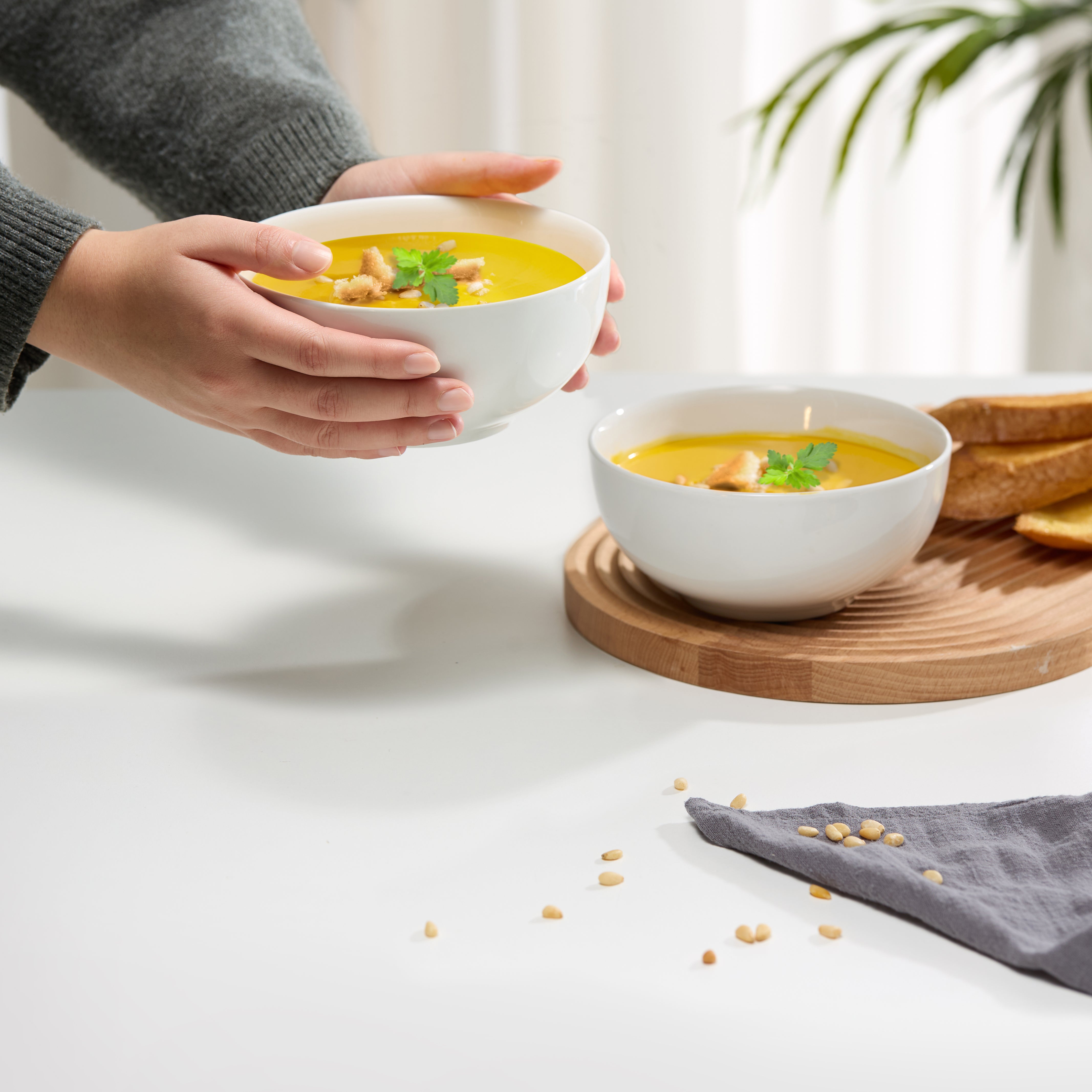 kook-20-oz-ceramic-cereal-bowls-set-of-6-snow-white-deep-durable image 4