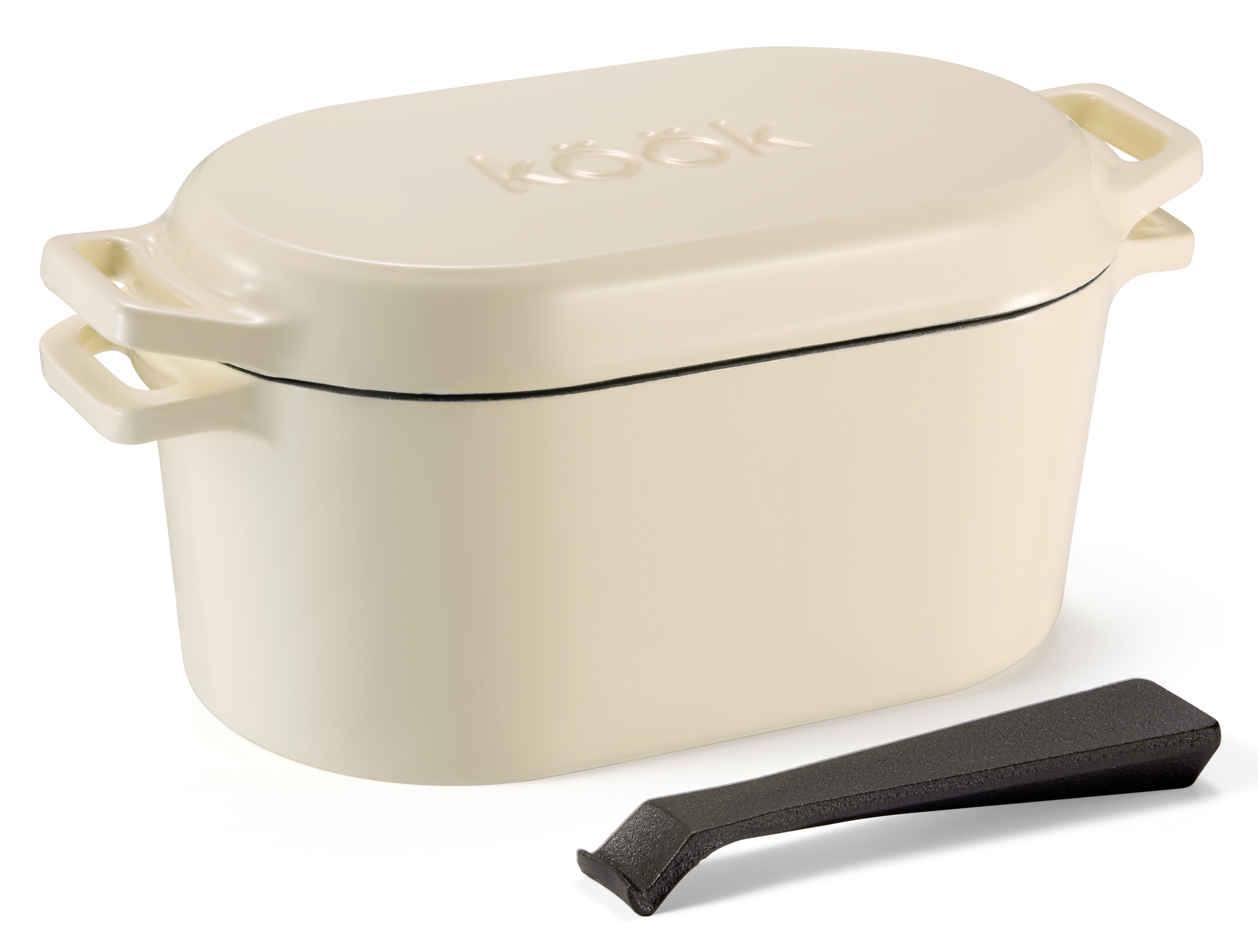 kook-oval-dutch-oven-3-4-qt-enameled-cast-iron-with-replacement-knob-compatibili image 5