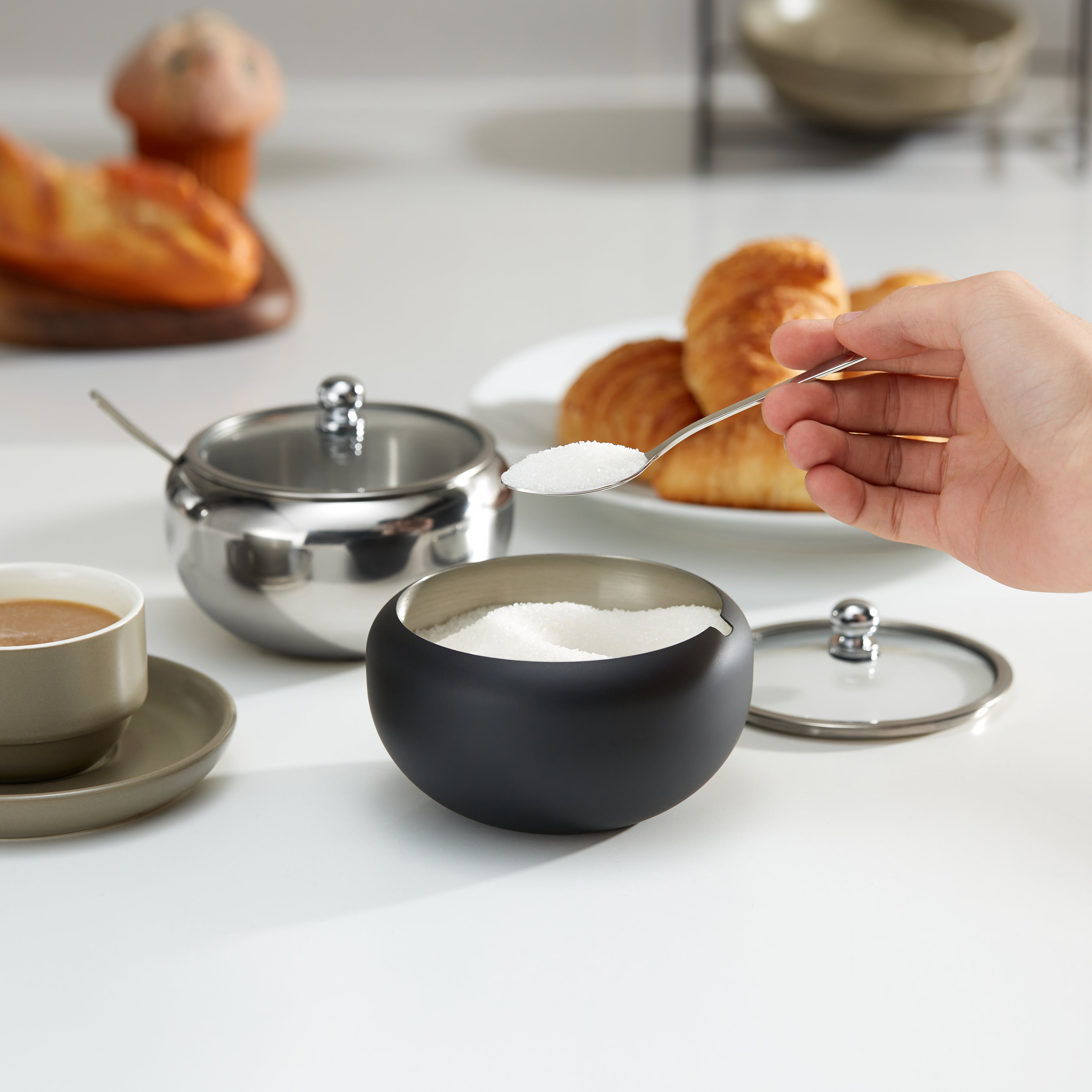 kook-large-stainless-steel-sugar-bowl-with-spoon-16-oz-rust-resistant image 6