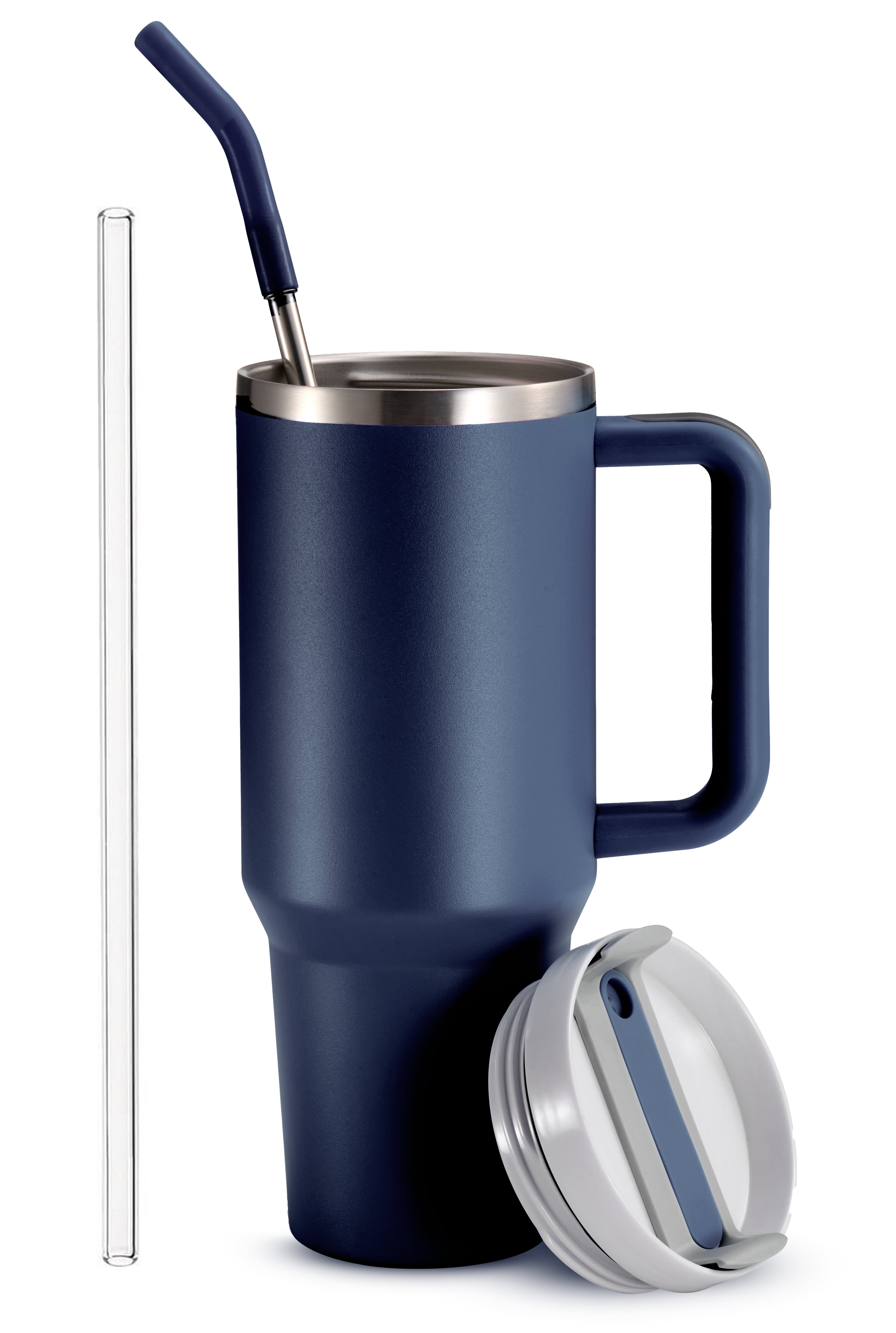 kook-stainless-steel-tumbler-with-straw-and-handle-40-oz image 1