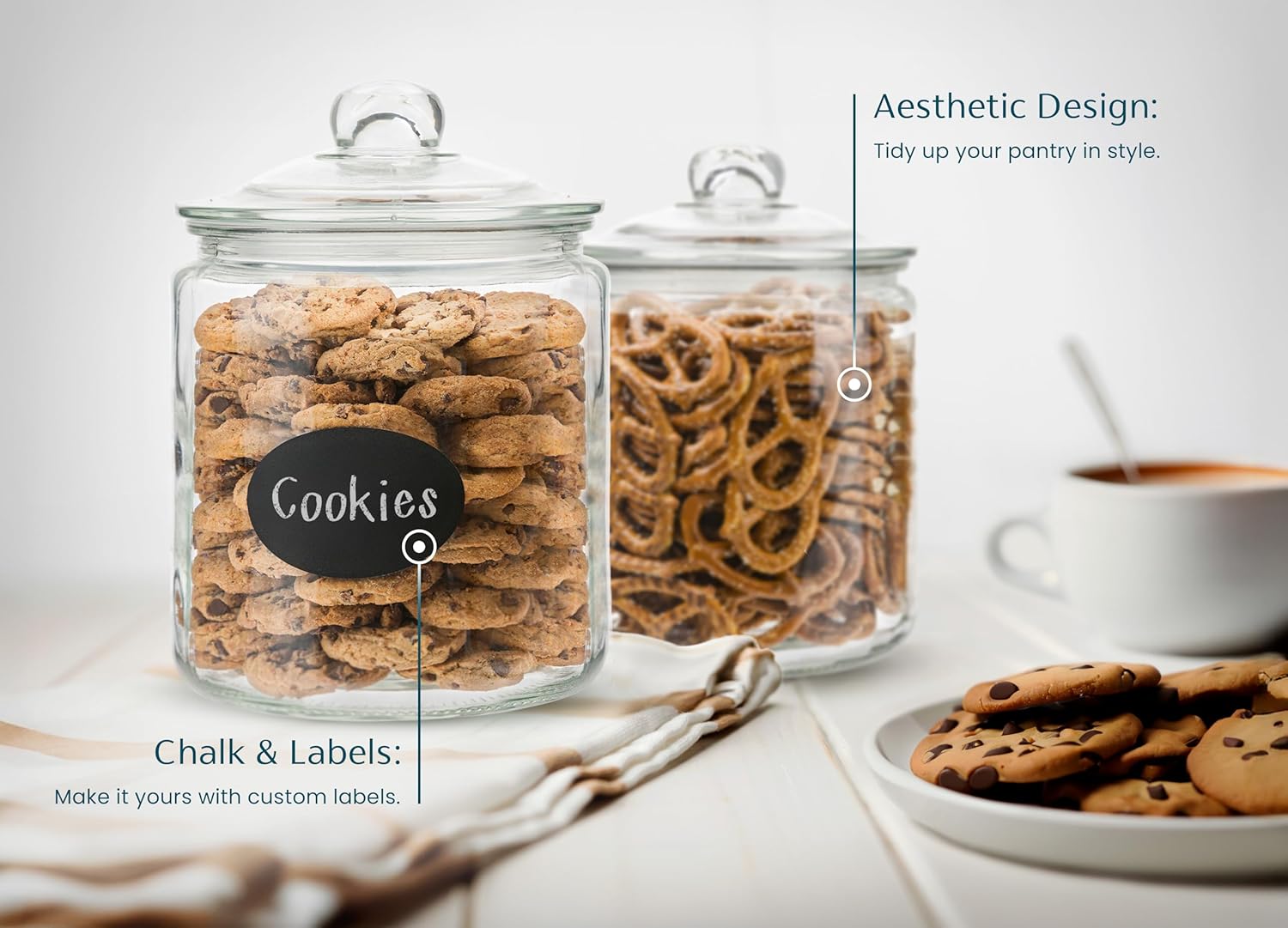 kook-set-of-2-glass-storage-containers-with-airtight-lids-pantry-bathroom-jars-w image 7