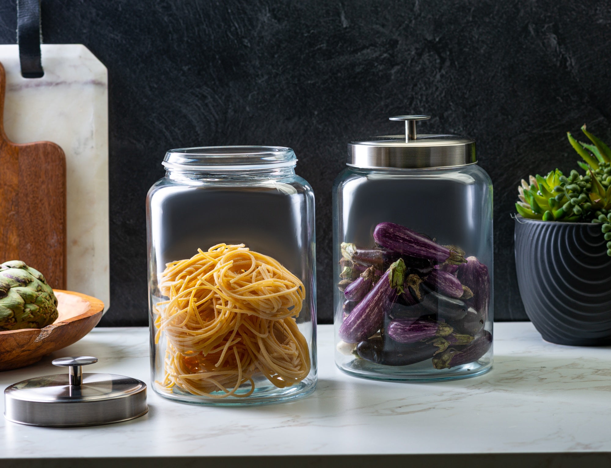 kook-glass-kitchen-canisters-set-of-2-3-7-liter-capacity-each image 2