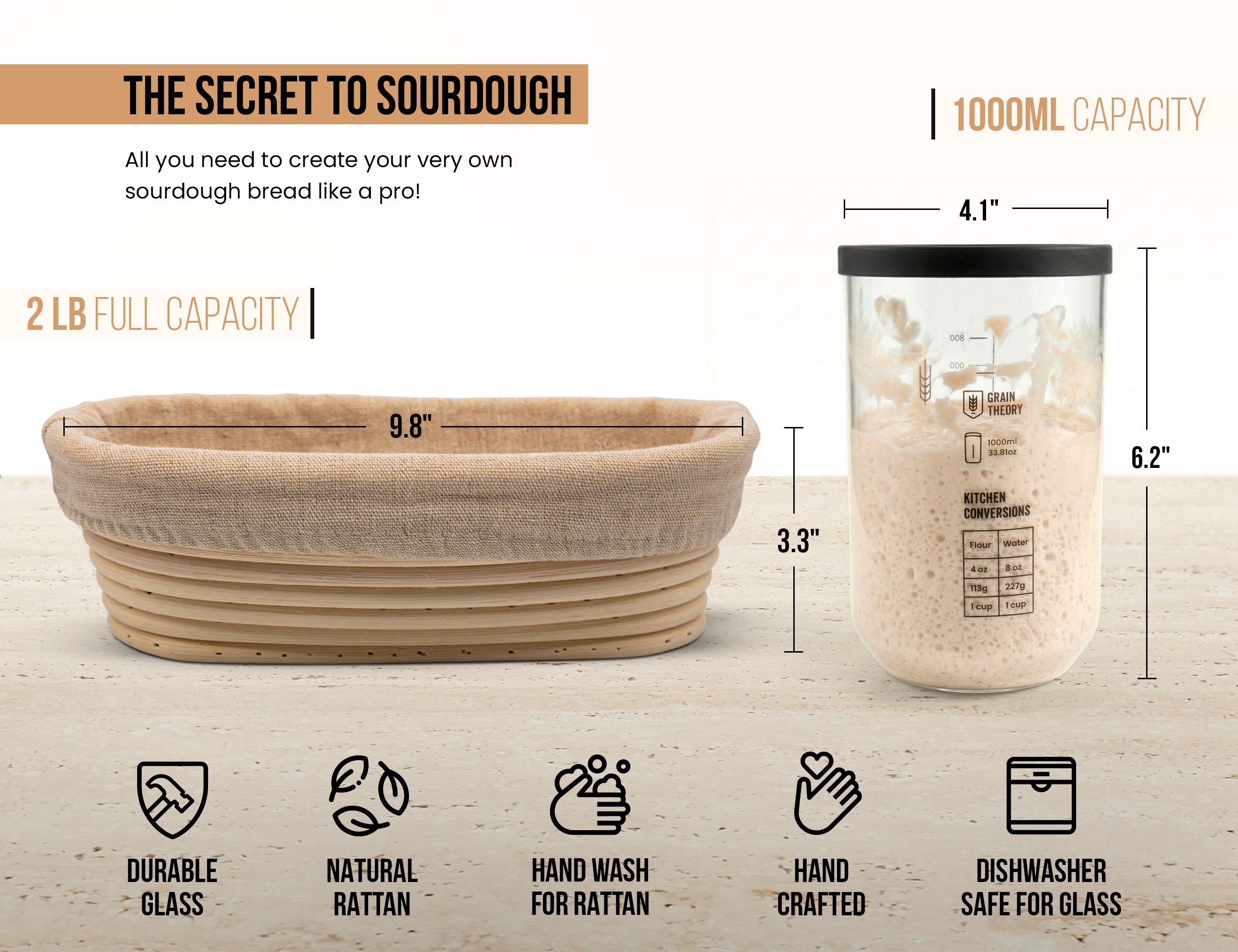 kook-sourdough-bread-baking-kit-with-dutch-oven-proofing-baskets-starter-tools-c image 4