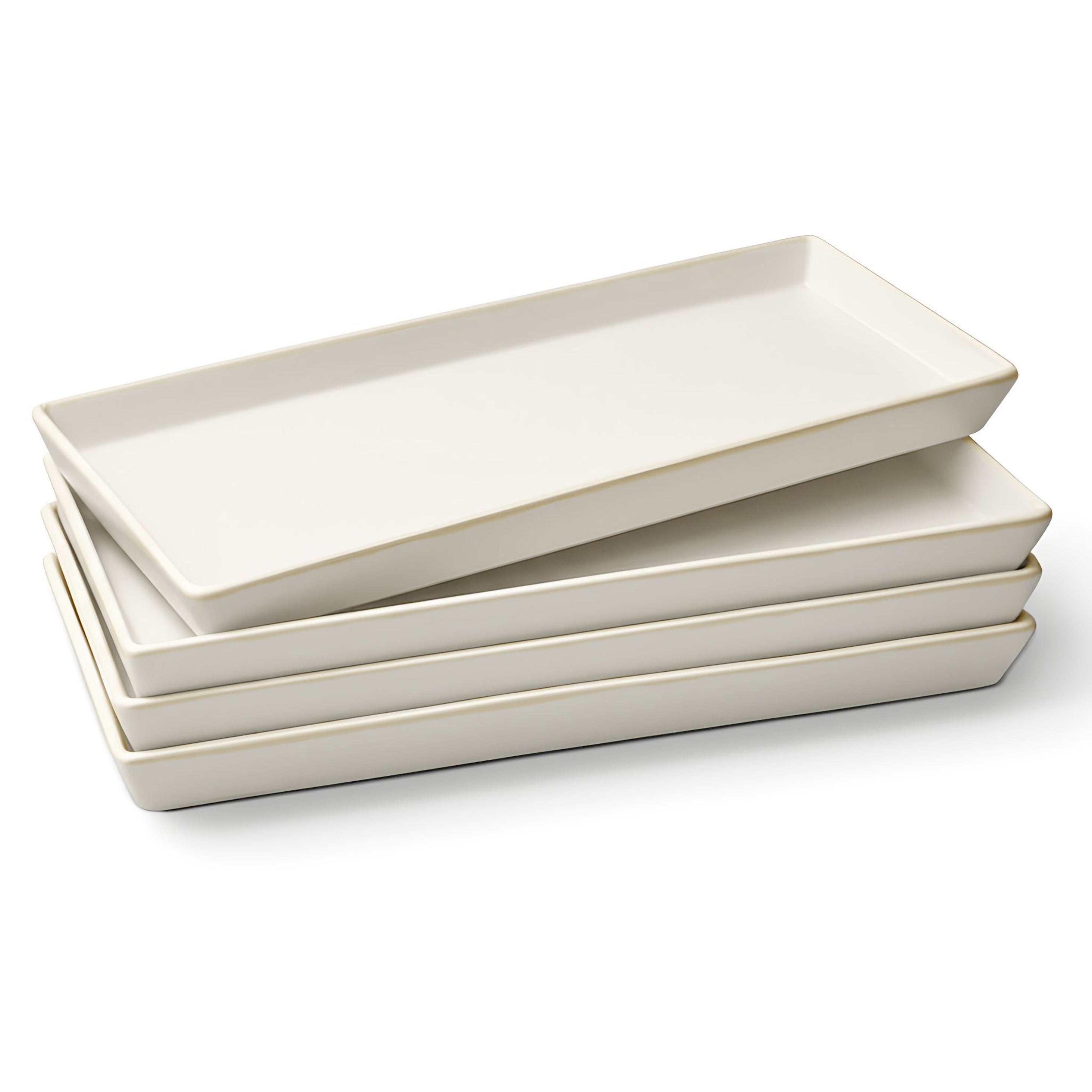 kook-ceramic-rectangular-serving-trays-set-of-4-11-inch-stoneware-platters-white image 1