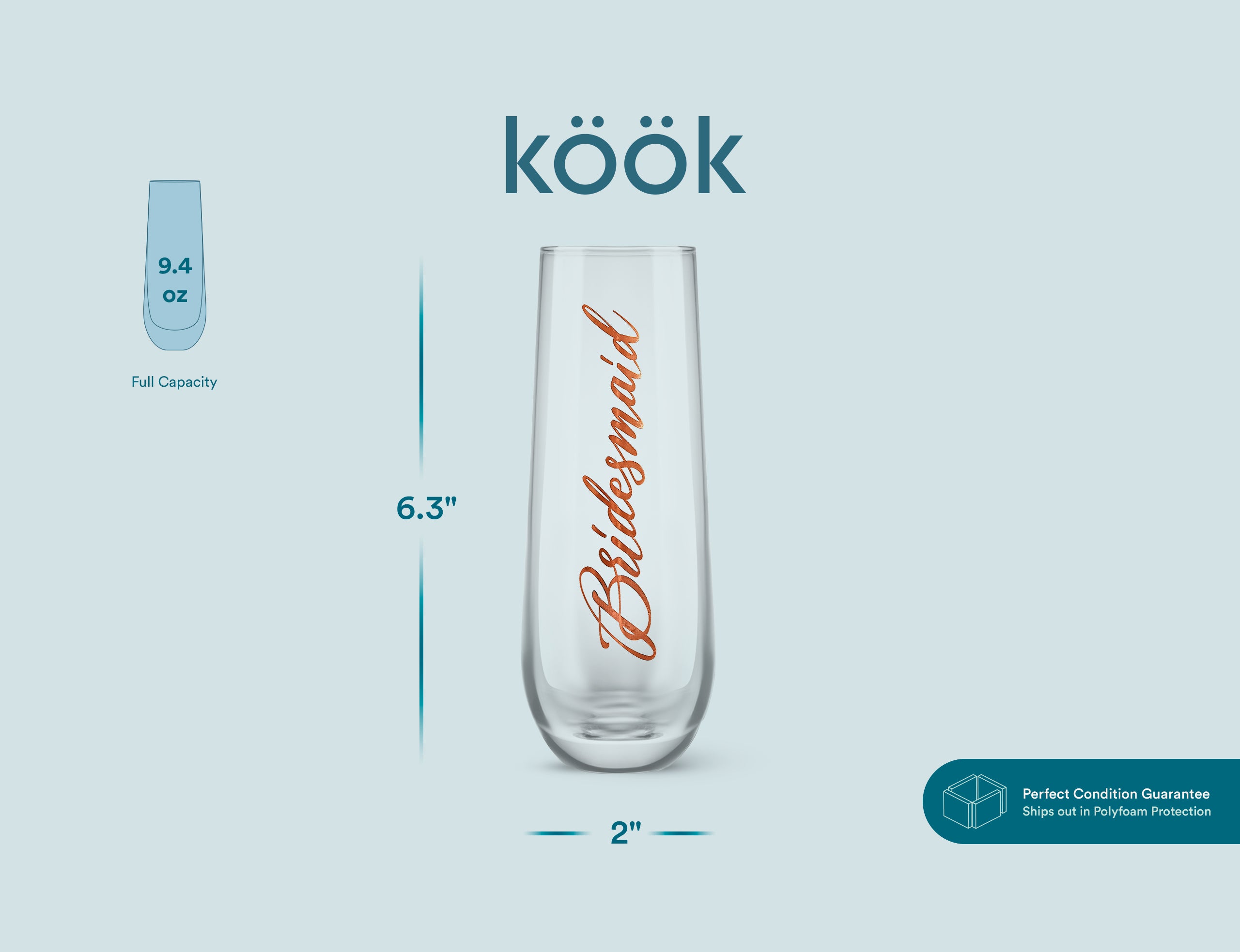 kook-bridal-stemless-champagne-flutes-10-5-oz-set-of-8-1-bride-1-maid-of-honor-6 image 4