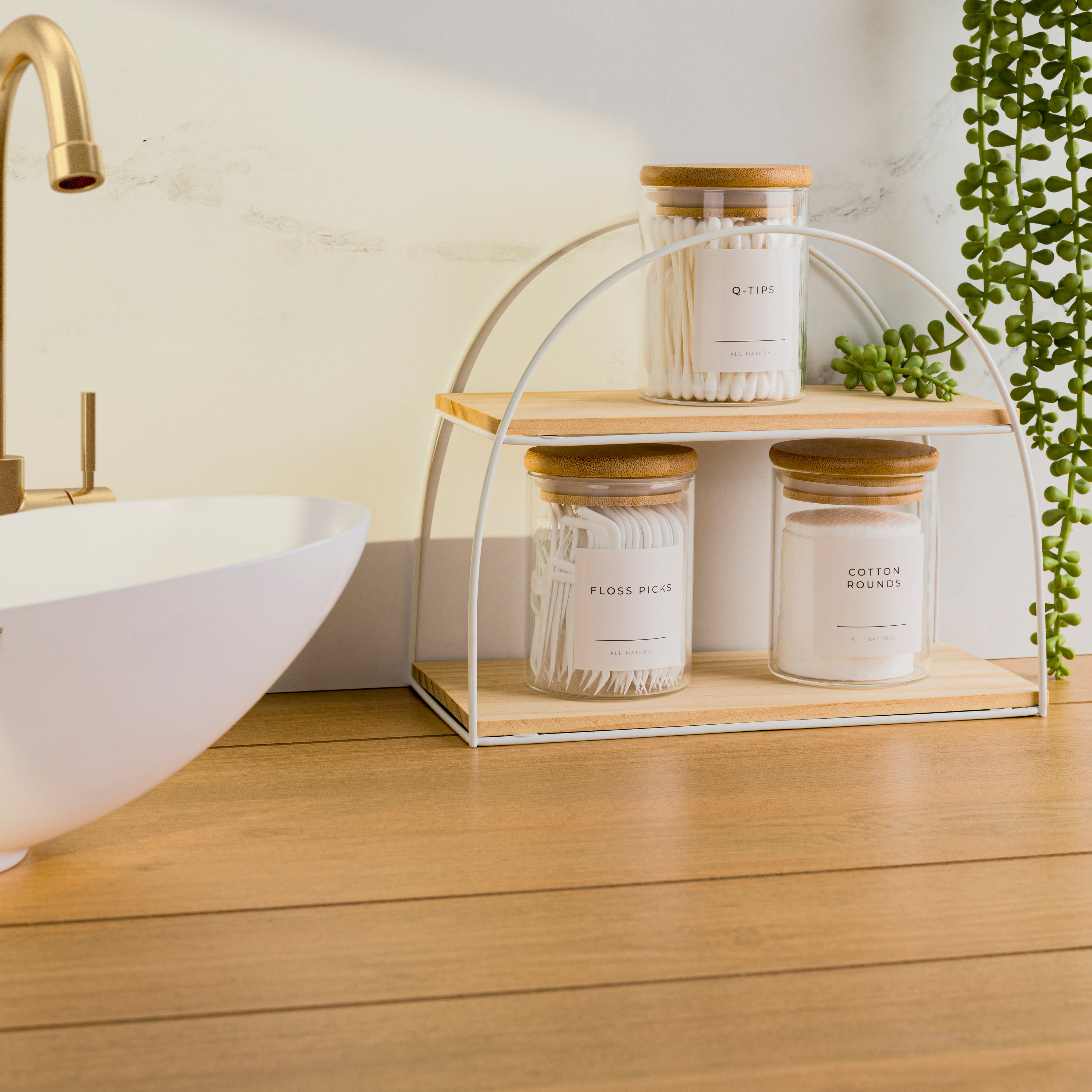 kook-mini-glass-apothecary-jars-with-bamboo-lids-set-of-3-10-oz-each image 3